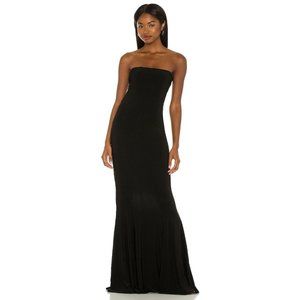 Norma Kamali x REVOLVE Strapless Fishtail Gown Black Long Dress M NWOT $265